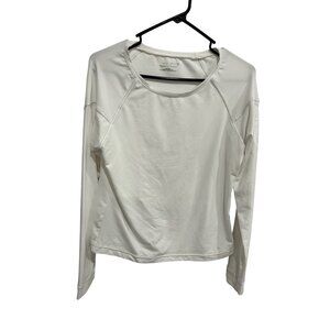 Jockey Sport Womens White Raglan Long Sleeve Top Size Large Athleisure Gorpcore